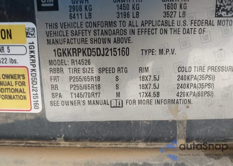 2013 GMC Acadia Sle-2 from USA, damaged, VIN 1GKKRPKD5DJ215160